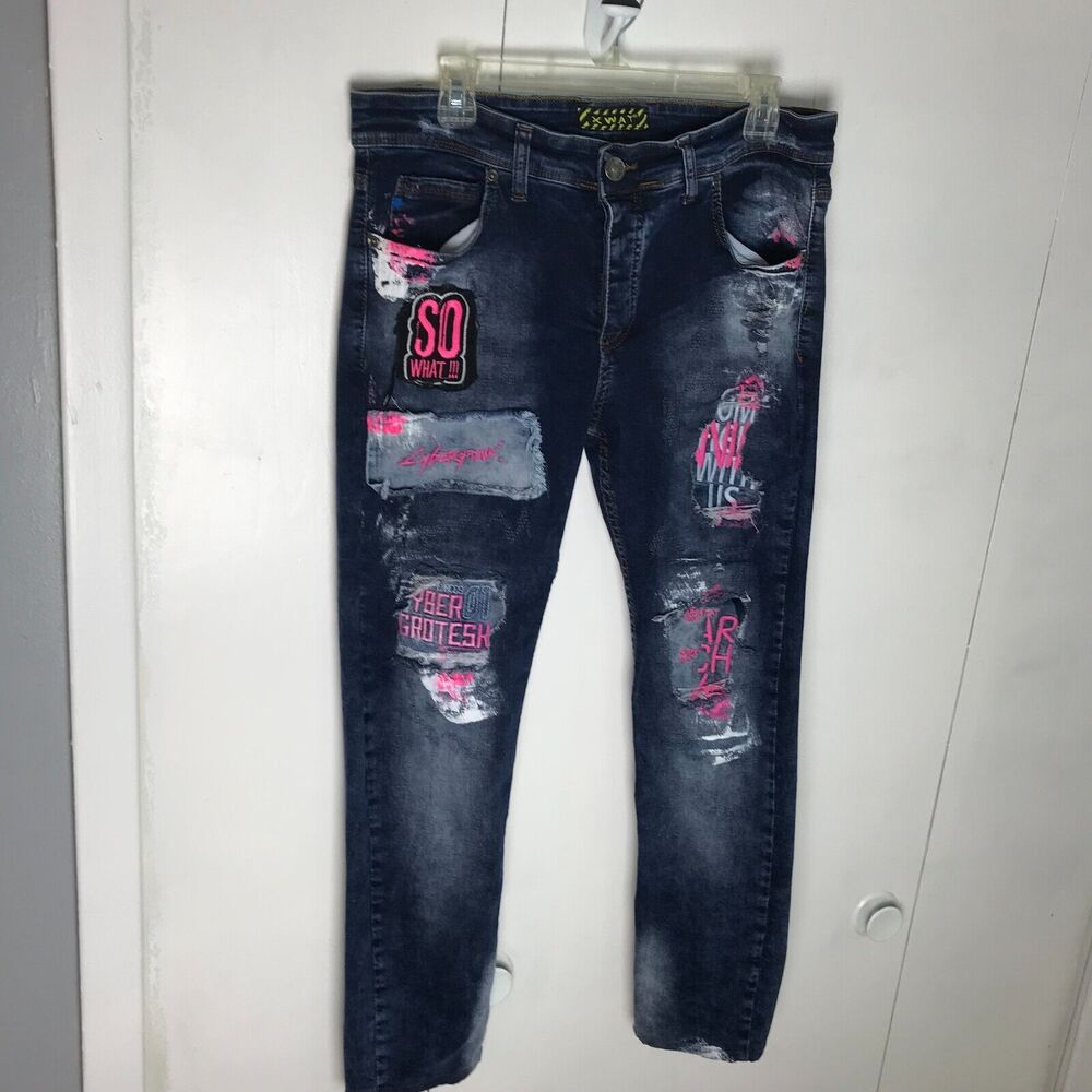 Xway Men's Jeans Straight Leg So What Pink Size 34